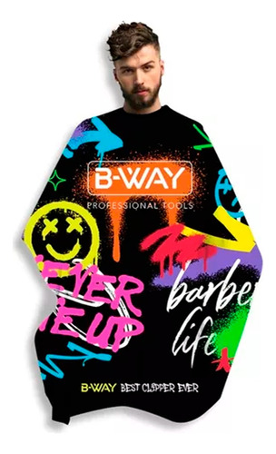 B-way Capa De Corte Barberia Malibu Con Broches Peluqueria