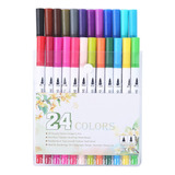 Kit 24 Brush Caneta Pen Ponta Pincel Canetinha Volta Aulas