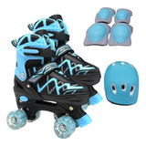 Patines Extensibles 4 Ruedas Kit Set Proteccion + Casco +