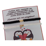 Pulseras Parejas Leyenda Pingüinos Ajustables Chapa De Oro