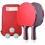 Pack De 2 Raquetas De Ping Pong Diversiones Bago Kit 2 Raquetas Y 3 Pelotas Roja/negra