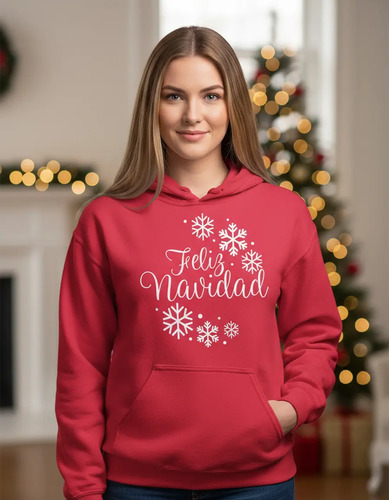 Sudadera Mujer Gorro Sueter Navideño Feliz Navidad