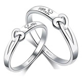 2 Anillos + Regalo Corazón Promesa Plata Fina 925 Ajustables