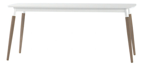 Mesa De Comedor Diseño Japandi Madera Tabaco - Lacar 180cm Color De La Tapa Blanco