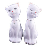 Pareja De Gatos De Cerámica 12.5 Cm De Alto Decorativo