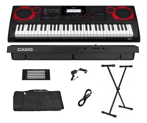 Kit Teclado Arranjador Casio Ct-x5000 61 Teclas Preto