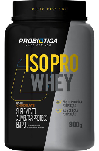 Suplemento Em Pó Probiótica  Whey Iso Pro Whey Whey Protein Iso Pro Whey Sabor  Chocolate Em Pote De 900g