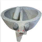 Molcajete #17 De Piedra Volcánica C/temolote 43cm Diámetro