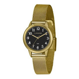 Relogio Lince Feminino Lrg4653l P2kx Dourado Preto Pequeno