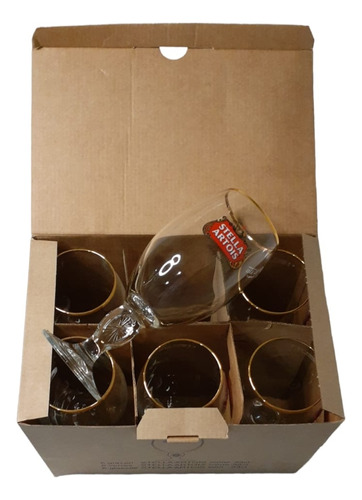 Caja Con 6 Copas De Cerveza Stella Artois Importadas 330 Ml 