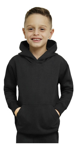 Blusa De Frio Infantil Masculino Moletom Liso Com Capuz 