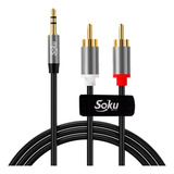 Cable Audio Auxiliar Plug Jack 3.5 Mm Macho A 2 Rca 3 M Pro