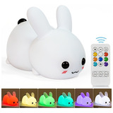 Led Decor Bunny Night Light, Lâmpada De Silicone Que Muda De