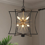 Durent Lighting Modern Black And Gold Chandelier, 6-light Sp