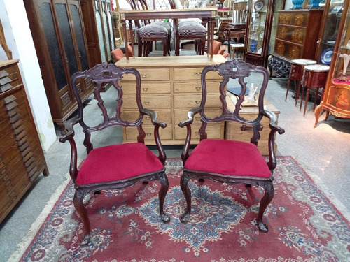 Manyantiques  Antiguo Par De Sillones Portugueses 1900