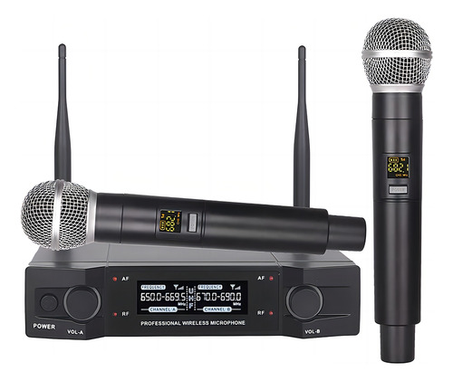 Microfono Inalambricos De Uhf Sintonizable Polivalente Sunoffer Karaoke Y Pc Microfono 2 Piezas