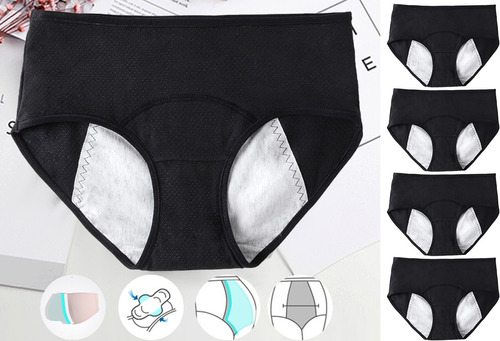 Pack De 5 Pantalones De Algodón Para El Período Menstrual Po