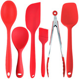 Kit Colheres De Silicone Utensílios Cozinha Pincel Espátulas