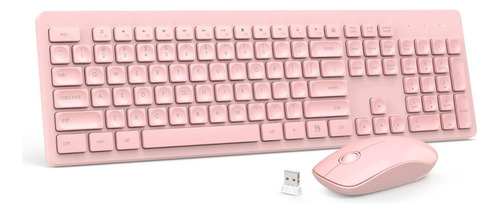 Kit Combo Teclado E Mouse Sem Fio Rosa Para Notebook Pc Mac