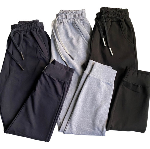 Kit 3 Calça Jogger Malha Moletom Masculina Grosso Frio