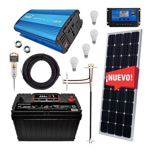Kit Solar 750 Watts, Batería Akku, Completo Listo Para Usar