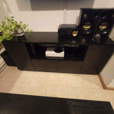 Rack Mueble Para Tv Moderno Negro Con Cajones 140cm 