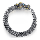 Pulsera Para Hombre Con Dragón De Quilla De Eslabones Lujo