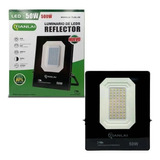 Reflector Led De 50 Watts Exterior Ultra Delgado 4500 Lm C8s Carcasa Negra Luz Blanco Frío