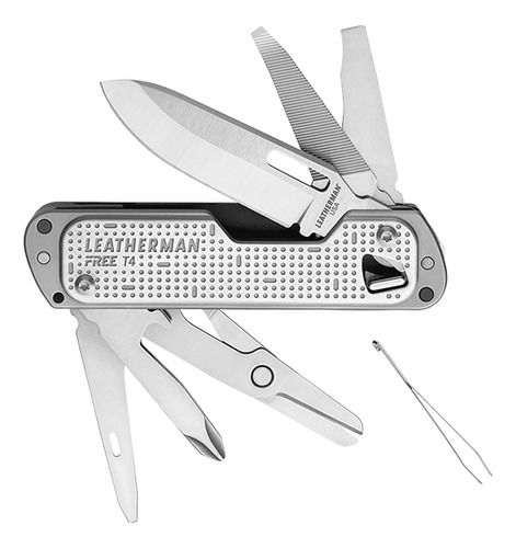 Cortapluma Leatherman Free T4 Color Plateado Con 12 Herramientas