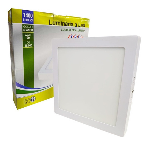 Panel Luminaria Led De Aplicar Cuadrado Tbcin Luz Día 20w Color Blanco