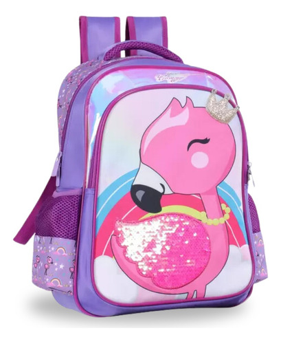 Mochila Infantil Escolar Flamingo Rosa Menina Bolsa Costas