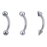 Piercing Bananinha Bolinha Spike Strass Rook Snug Kit Com 3