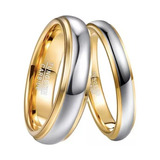 Par Anillos Tungsteno Alta Pureza Matrimonio Oro Y Estuche