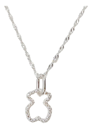 Collar Osito Tous Contorno Circones Plata Italiana Ley 925