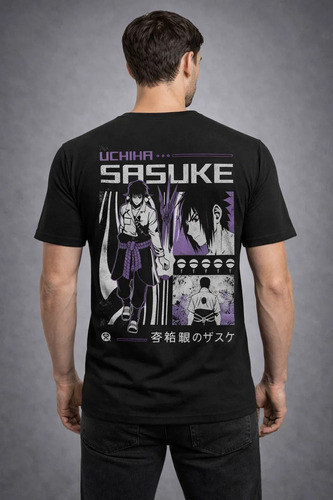 Camiseta Algodão Anime Estampa Uchiha Sasuke Unissex Casual | Parcelamento sem juros