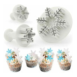 Set 3 Sellos/cortadores Fondant Galleta. Copos Nieve Cupcake