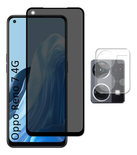 Kit Mica Privacidad + Mica Cámara Cristal 9d Para Oppo Reno