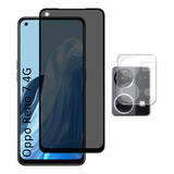 Kit Mica Privacidad + Mica Cámara Cristal 9d Para Oppo Reno