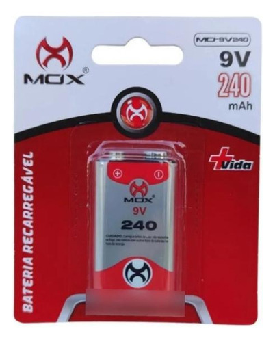 Bateria 9v Recarregável 240mah Ni-mh Potente E Durável Mox