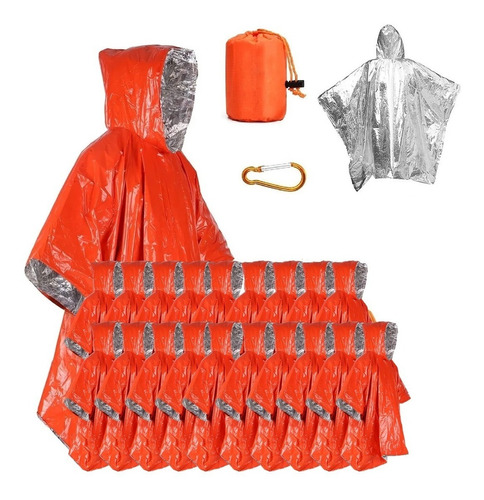 20 Poncho Emergencia Manta Térmica Reversible Reflectante