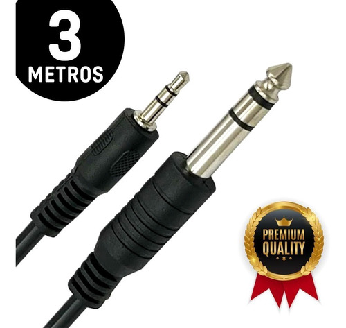 Cabo P10 X P2 Estéreo 3 Metros Audio Auxiliar Profissional