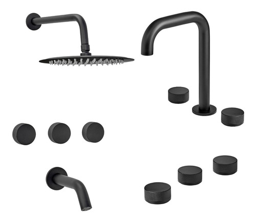 Combo Peirano Fabric Black Lavatorio Mesada Bidet Ducha