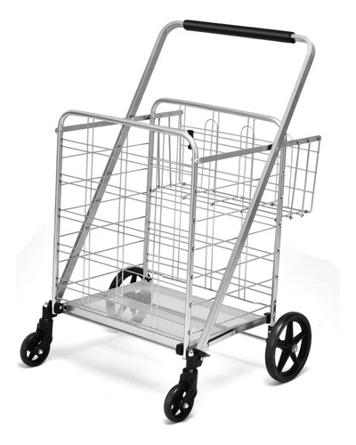 Carrito De Compras Doble De Alta Resistencia Plata Gpl