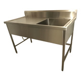 Mesa De Trabajo Con Tarja 100% Acero Inox. Restaurant De 140