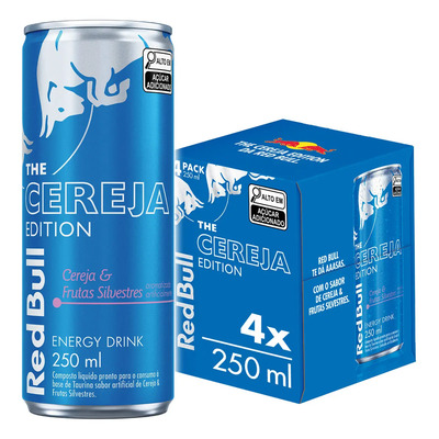 Pack de 4 latas Red Bull Energético, Sabor Cereja e Frutas Silvestres, 250ml | MercadoLivre
