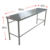 Mesa De Trabajo 200 Cms En Acero Inoxidable Con Refuerzos