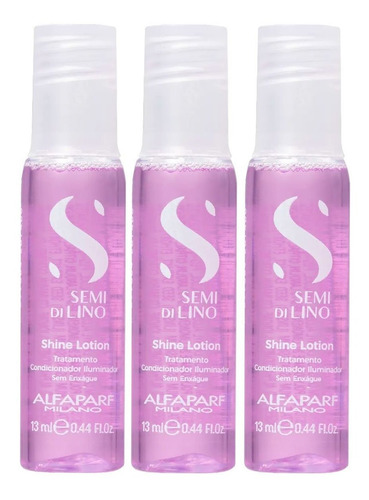 Kit 3 Ampolas Rosa Alfaparf Semi Di Lino Shine Lotion Full