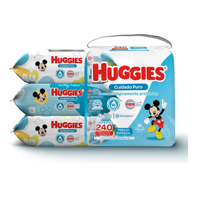 Pack X3 Toallitas Húmedas Cuidado Puro Disney 240 Unidades Huggies | MercadoLibre