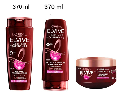 Kit Elvive Aminexil Shampoo,acondicionador Y Mascarilla