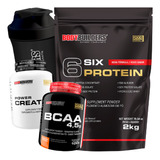 Kit Whey 6 Six Protein 2kg + Bcaa + Creatina - Bodybuilders